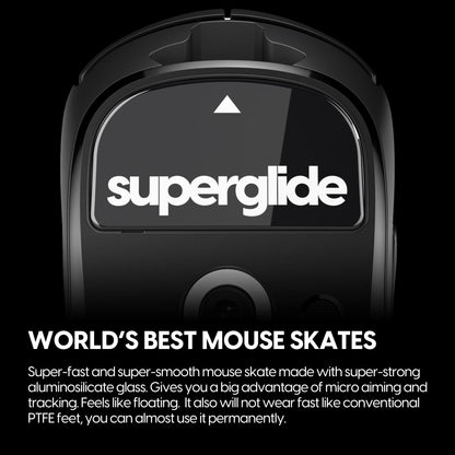 Superglide Glass Mouse Skates - Super Smooth Glide, Polished Round Edge, Super Fast Gaming Mouse Feet with Durable Sole for Logitech G Pro X Superlight1 (Type-S, Black)