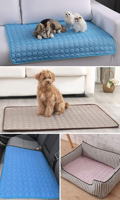LEZUAN Cooling Mat for Dogs and Cat, Heat Relief Pet Cooling Mat for Crates, Kennels and Beds - Portable and Washable(Grey,55x70cm)