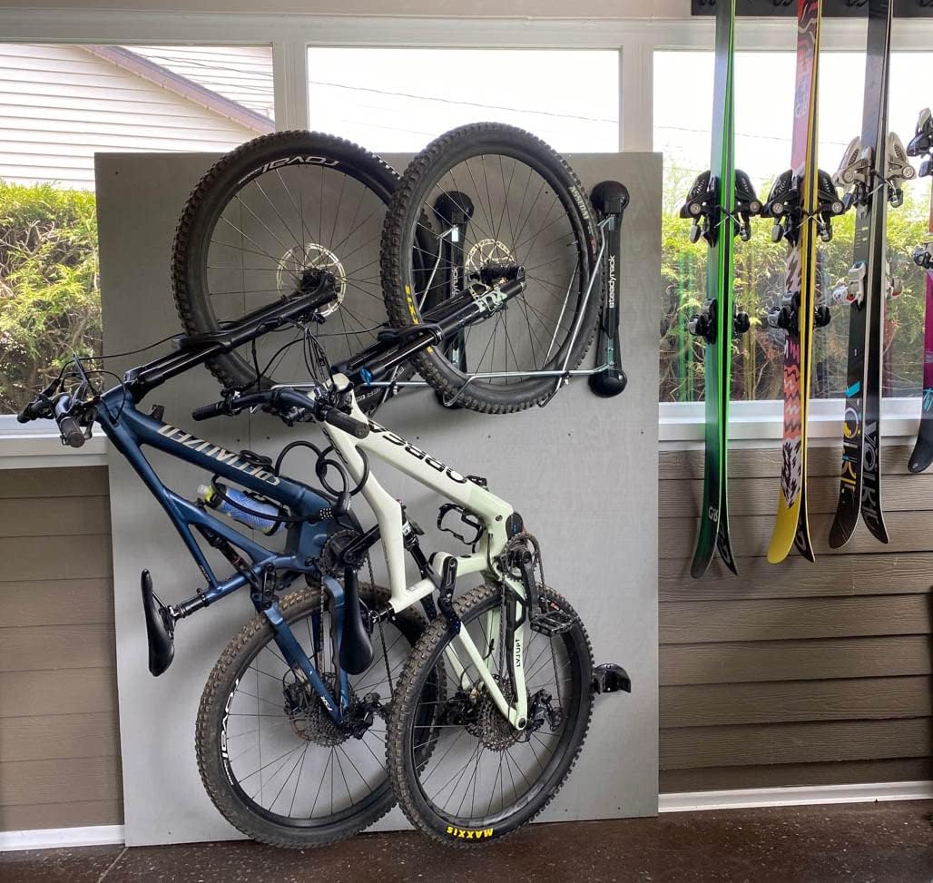 Steadyrack Bike Rack – Pivoting Mountain Bike Rack, Holds Up to 77 lbs, Fits 24"-29" Wheels, 2.1"-2.8" Tires, Foldable Wall Mount for Space-Saving Bicycle Storage - 2 Pack