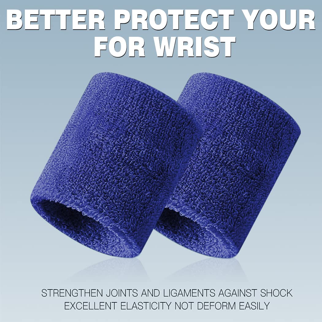 BEACE Sweatbands Sports Wristband for Men & Women -8pcs Moisture Wicking Athletic Cotton Terry Cloth Sweatband for Tennis, Basketball, Running, Gym, Working Out