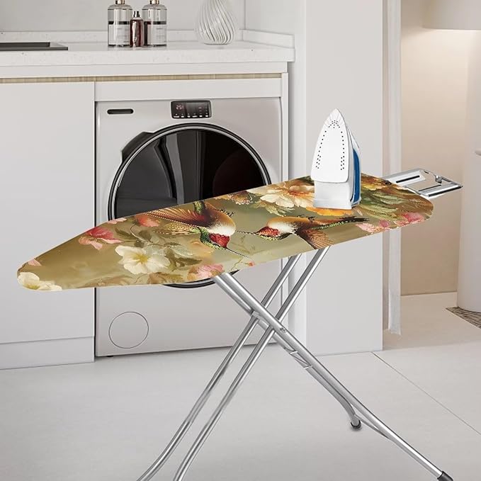Hummingbird Flower Cover for Ironing Board 15x54 Inch Standard Size Iron Board
