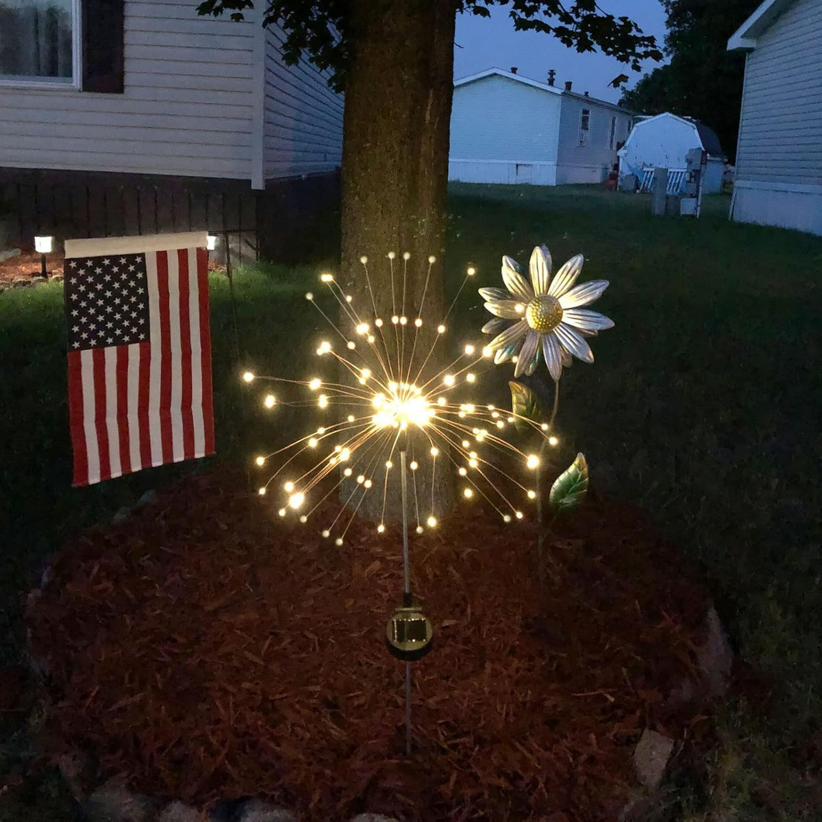 Anordsem Solar Lights Outdoor Waterproof: 2 Pack Garden Light - Bendable Copper Wire with 120 LED Firework Beads - DIY Warm Fun Decoration for Yard Patio - Twinkle Sparkler Gifts for Women Wife