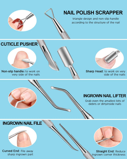 MORGLES Nail File and Buffer Blocks with Nail Care Kit, 13 Pcs Manicure Kit for Women with Milk and Honey Cuticle Oil and Cuticle Trimmer Set