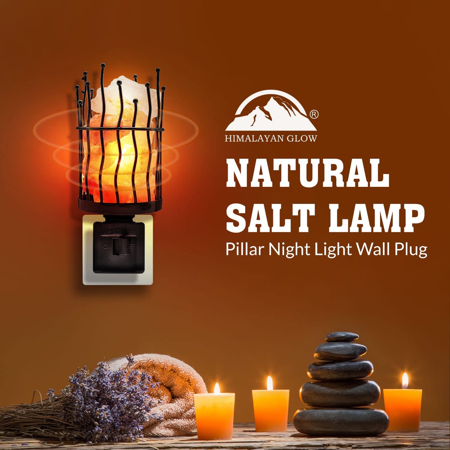 Himalayan Glow Lattice Style Basket Salt Lamp Night Light with Pink Salt Chunks | 360 Degree Rotatable Wall Plug, Ideal Gift for Home Décor (Pack of 2)