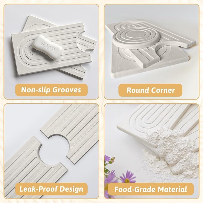 Quick Dry Stone Sink Splash Guard, Instant Drying Stone Tray