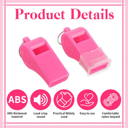 Aiyorse 4 Packs Pink Whistle with Lanyard, Loud Clear Crisp Plastic Coach Whistles for Sports Training Referee Lifeguard Emergency Outdoor Safety Soccer Football
