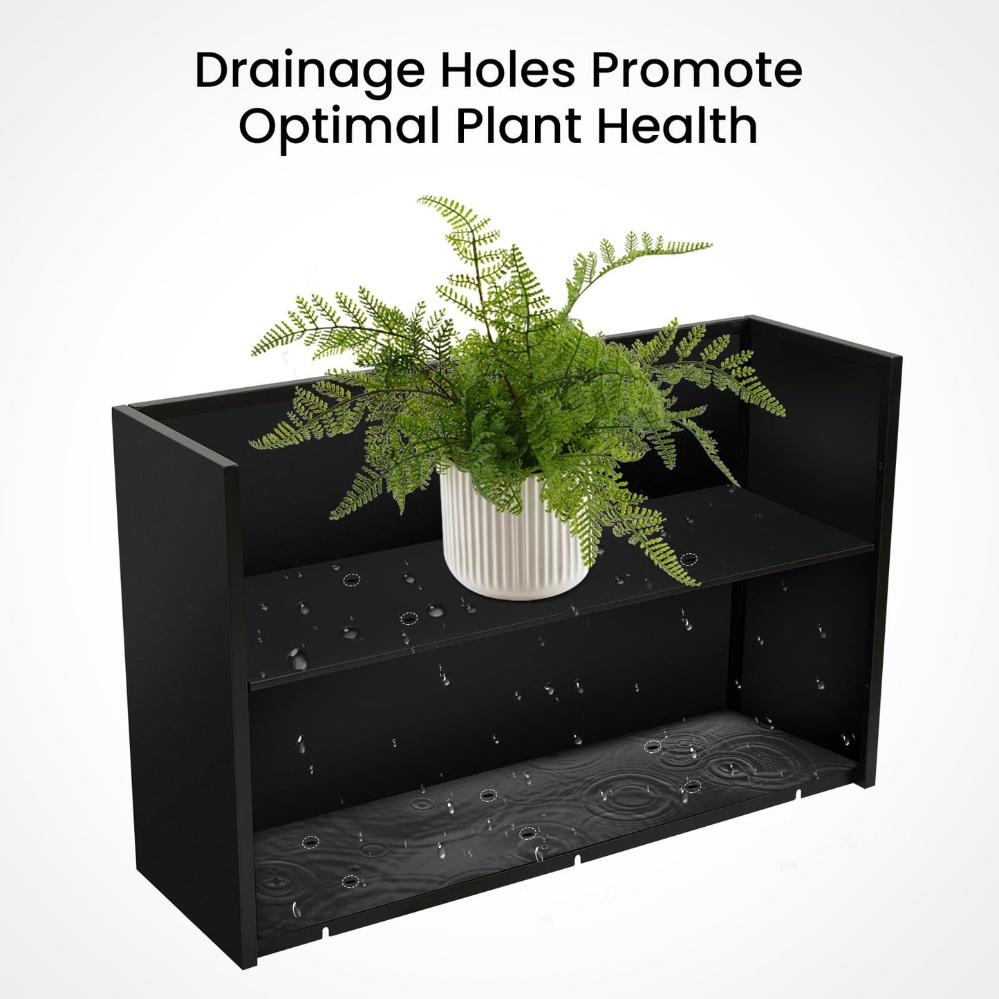 Talustool Heavy Duty Steel Raised Planter Box 30”x12”x24 with Adjustable Shelf - Rust-Resistant Large Indoor/Outdoor Garden Container, 6 Drainage Holes, Reinforced Metal for Patio, Balcony, Deck