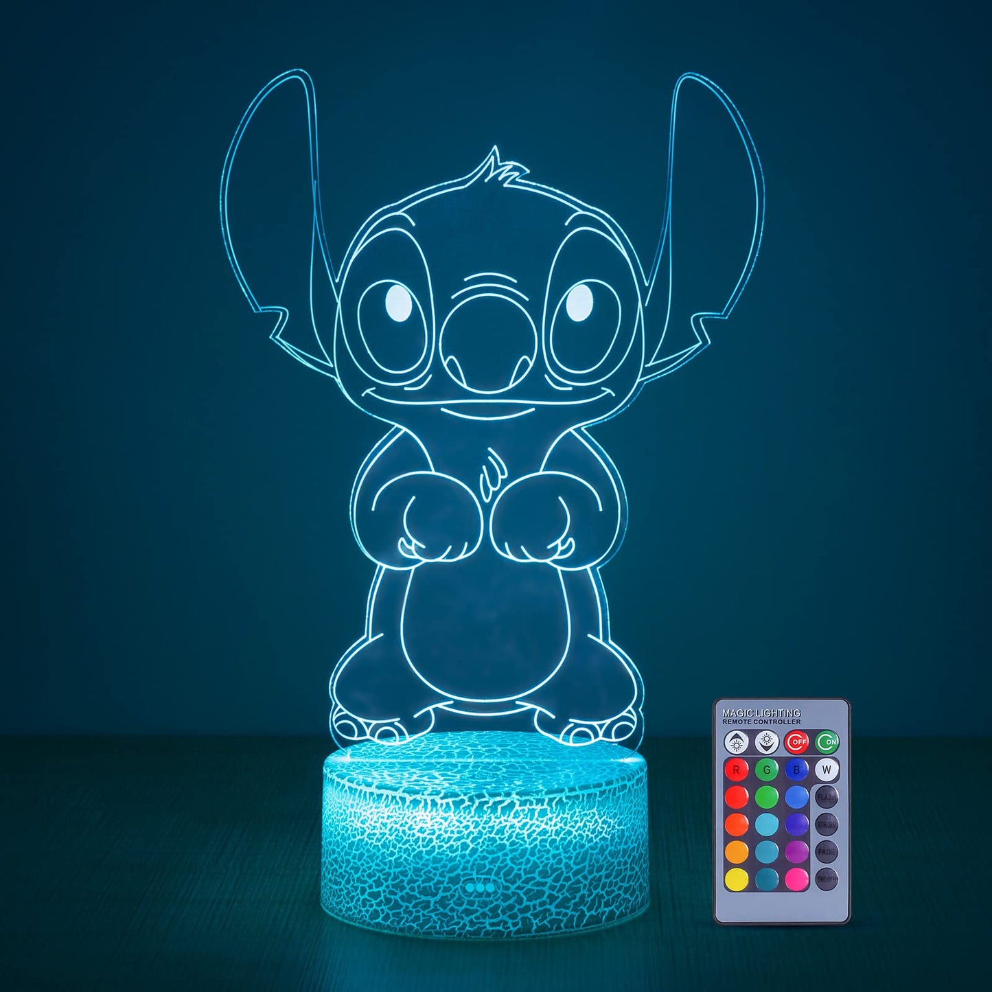 Hoofun Stitch Lamp: 3D Illusion Night Light with Touch & Remote Control, 16 Colours Anime Desk Lamp, Gifts for Girls, Kids Room Decor, Stitch Merch Stuff for Birthday Christmas Holidays