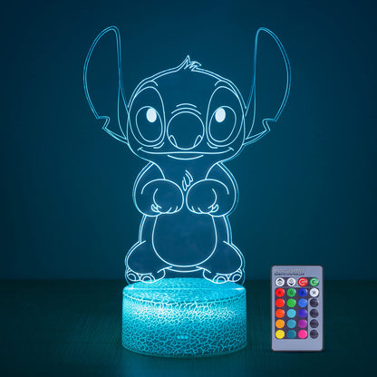 Hoofun Stitch Lamp: 3D Illusion Night Light with Touch & Remote Control, 16 Colours Anime Desk Lamp, Gifts for Girls, Kids Room Decor, Stitch Merch Stuff for Birthday Christmas Holidays