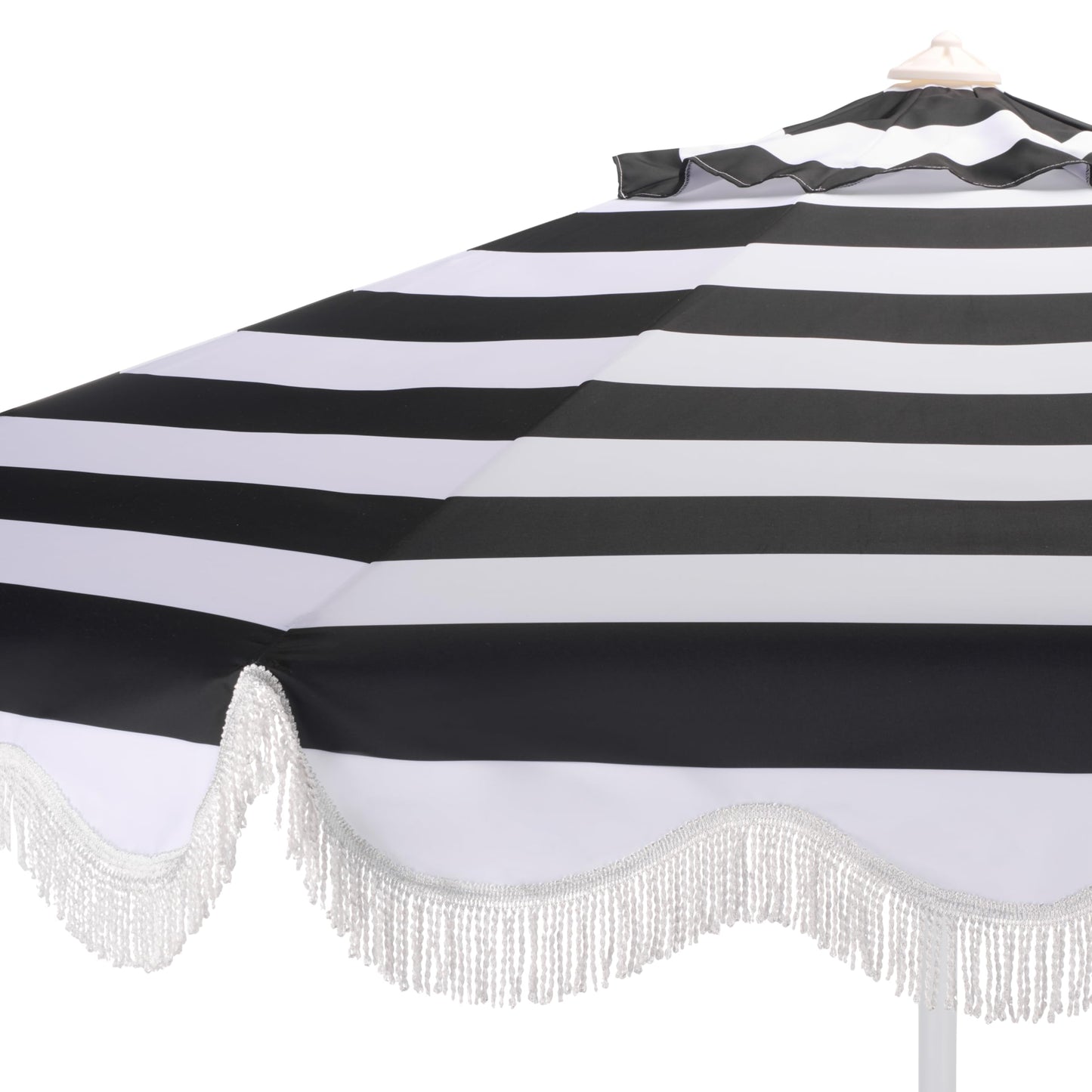 SAFAVIEH Outdoor Patio Furniture Collection – Lucerna 9 Ft Crank Patio Umbrella, Black Stripe & White Pole, Market Umbrella with Crank Lift (PAT8025A)