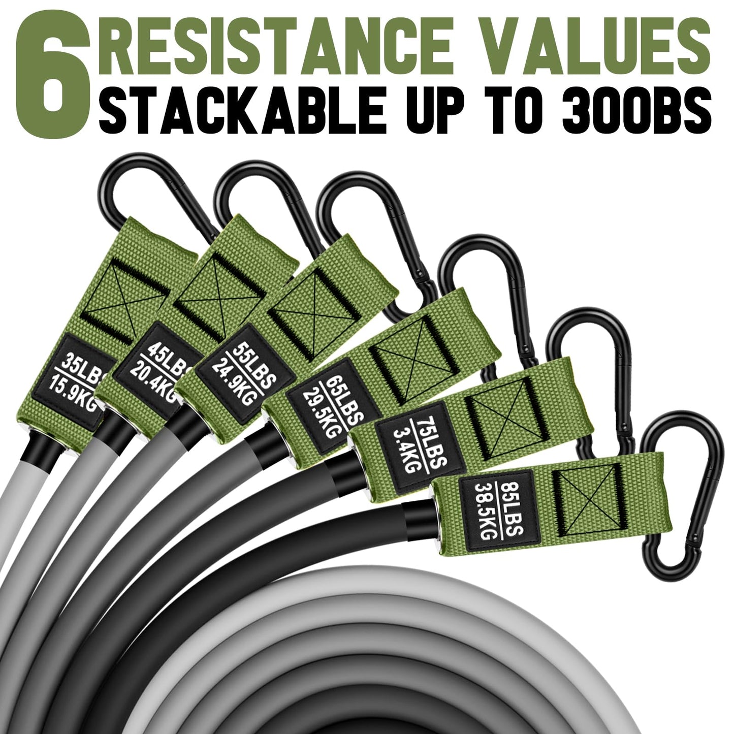 Heavy Resistance Bands for Working Out, 300lbs/360lb/420lb Exercise Bands Workout Bands with Handles, Door Anchor, Ankle Straps, Home Gym Workout Equipment for Men Fitness Strength Training Stretching