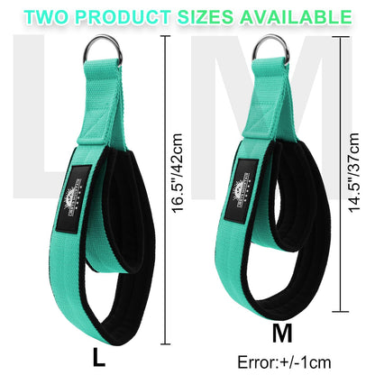 Lights Mountain Durable Pilates Double Loop D-Ring Straps - Padded Handles for Reformer, Yoga & Home Gym Workouts (lakegreen L)