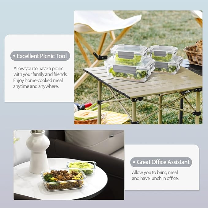 [10 pack Glass Meal Prep Containers