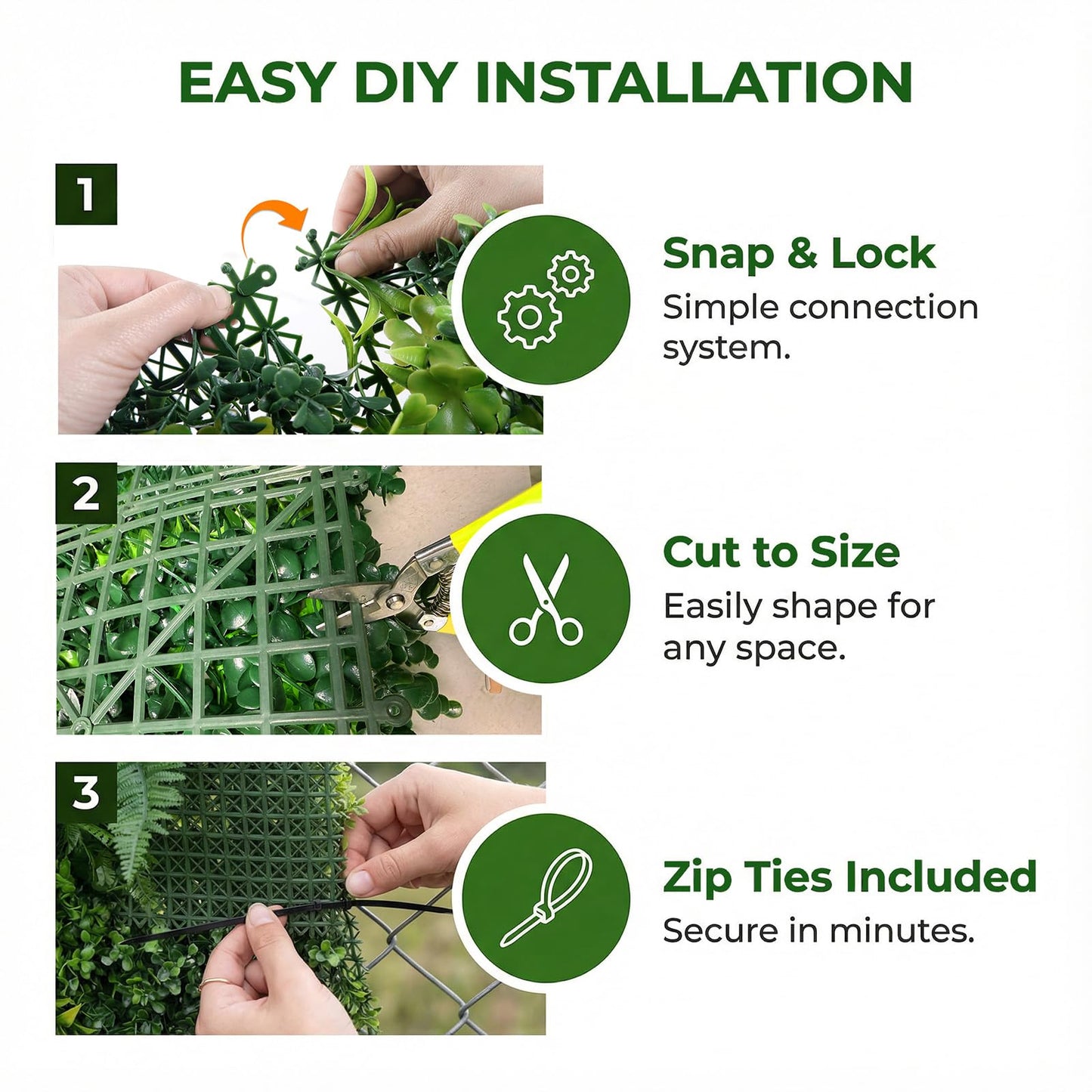 FOSZMAC Artificial Plant Wall Panels, 40"x 40" Greenery Boxwood Panels with UV Protection, Faux Grass Ivy Privacy Screen Fence, Grass Wall Backdrop for Indoor Outdoor Garden Backyard Decor