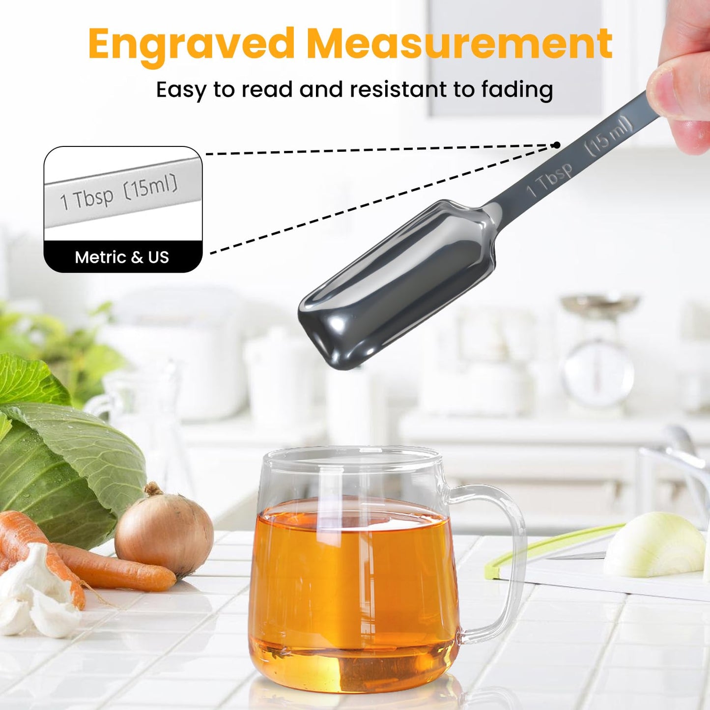 23 Pcs Stainless Steel Measuring Spoons Set with Leveler, Metal Round & Rectangular Spoons plus 5 Mini Teaspoons for Precise Cooking and Baking, Standard Sizes with Clear Engraved Markings