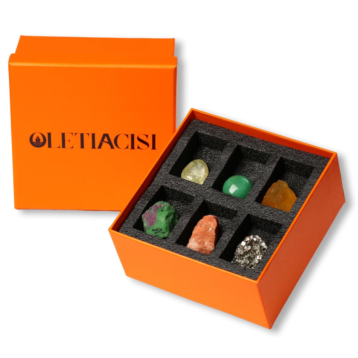 Oletiacisi Abundance Crystals Set, 6 Natural Healing Stones, Gift Ready