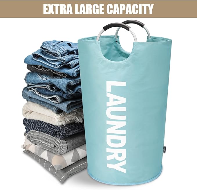 DOKEHOM 90L Large Laundry Basket, Collapsible Laundry Bag, Freestanding Tall