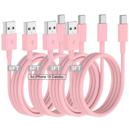 Car Carplay Cable for iPhone 17 16 15 Charger Cord,3/3/6/6FT USB A to USB C Cable for iPhone 17 Pro Max/16 Pro/15 Plus Charger,USB C Car Charger for Apple 17 Air/16 Pro Max/16e/15/iPad Pro