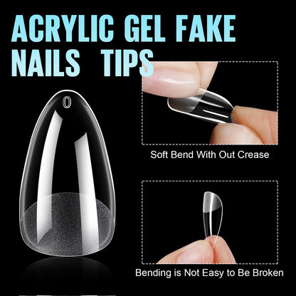 TOMICCA Short Nail Tips Extra Short Square Nail Tips, 192Pcs Fake Nails 12 Sizes Acrylic Clear Nails for Beginner and Professional DIY Gel Nails Salon