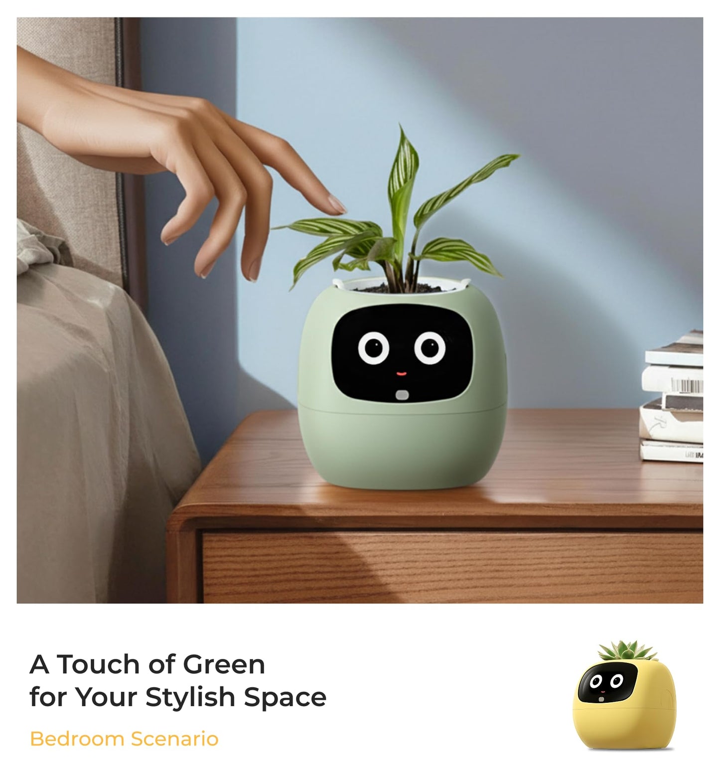 Gen 2 Ivy Intelligent Flower Pot for Home Decoration Plants Companion Neat Desk Setup Gift Smart Pet Planter Robot Guidance on Plant Care with Emojis