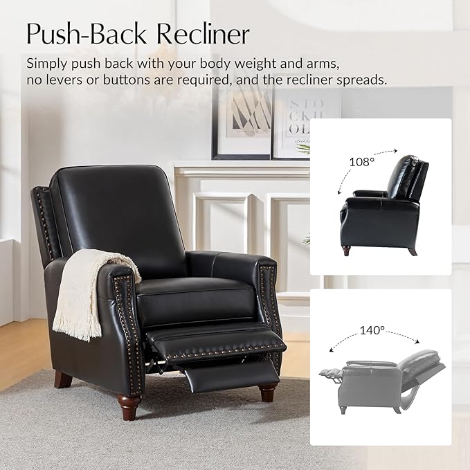 HULALA HOME Genuine Leather Manual Recliner Chairs Set of 2