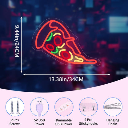 Neonawall Pizza Lovers Business Neon Sign for Wall Decor Light Up Letters Led Sign Party Gift Led Decorative Night Signs Photo Prop Decorations Grand Opening Gift for Fast Food Restaurant Pizza Lovers