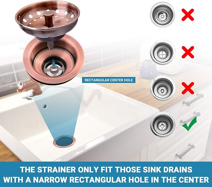 KONE Copper Kitchen Sink Strainer Basket,