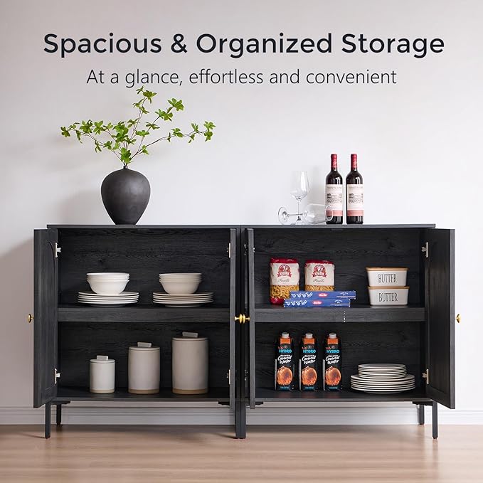 IFBUY Modern Sideboard Buffet Cabinet, 92.63" W Fluted Arched Buffet Cabinet