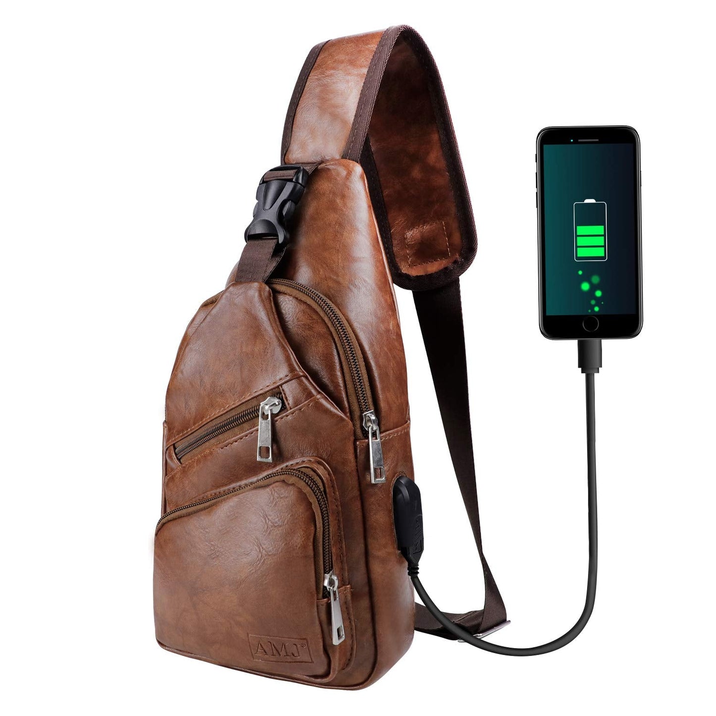 AMJ Crossbody Sling Bag Men Women, Casual Shoulder Backpack, Chest Daypack Satchel for Hiking Travel