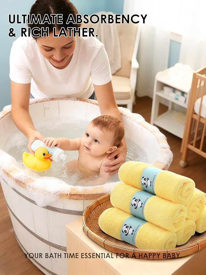 HIPHOP PANDA Baby Washcloths, Rayon Made from Bamboo