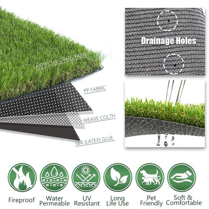 Petgrow Luxurious Artificial Grass 1.77 Inch Pile Height Ultrathick Turf 7 X 15 Feet,Indoor/Outdoor Dog Pee Fake Faux Grass,Synthetic Grass Rug Garden Landscape Patio,Drainage Holes