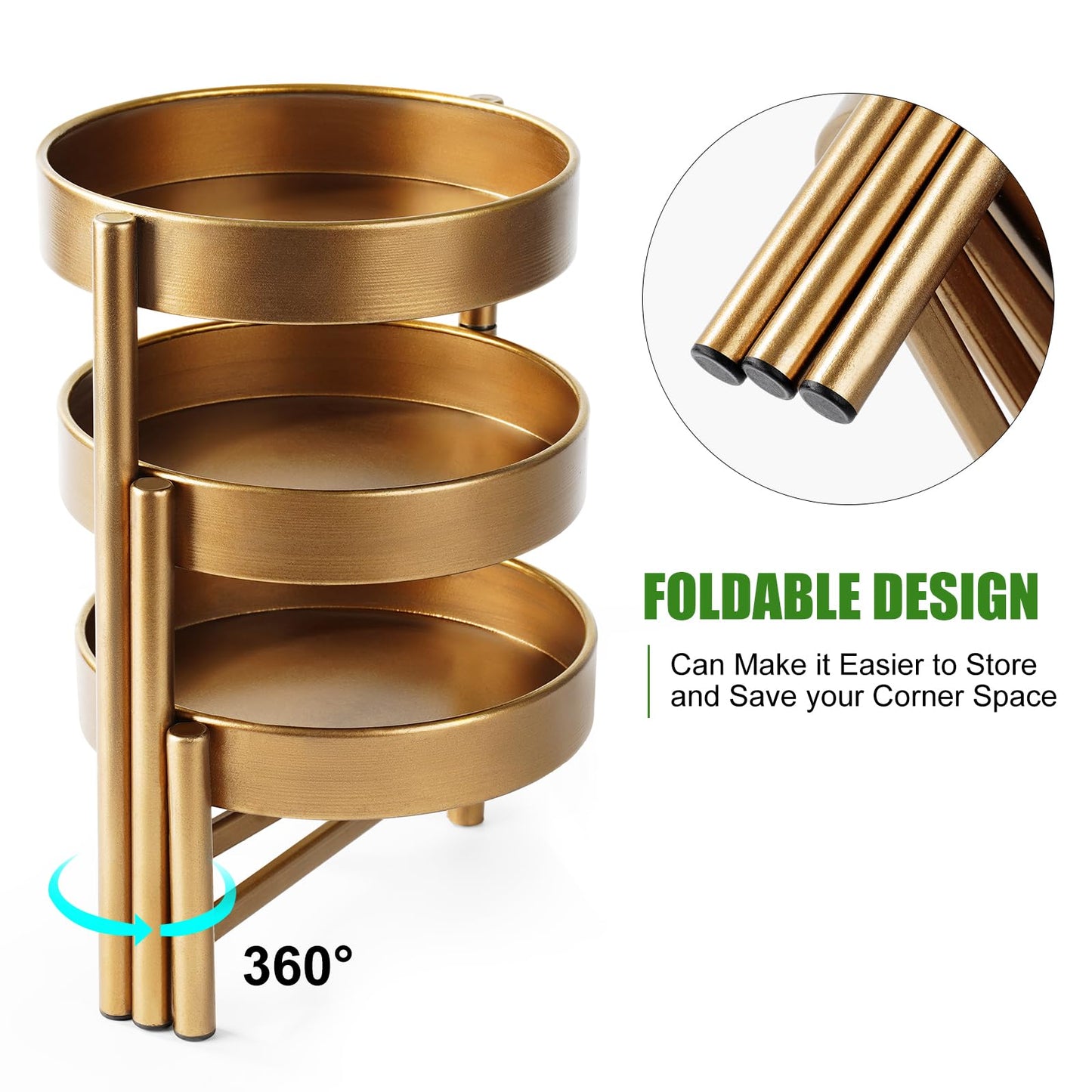 Plant Stand 3 Tier Indoor Metal Flower Shelf Corner Tabletop Holders for Garden Balcony Living Room Bedroom Patio Bronze