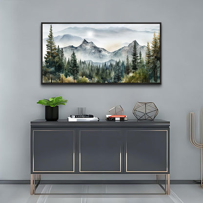 Wapluam Abstract Mountain Landscape Canvas Wall Art - Black Framed, Large, Modern Home Decor for Living Room, Bedroom, Office