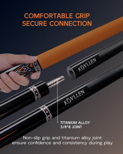 KONLLEN 2.0 Pool Cue Complete Set | Carbon Fiber Pool Cue with Professional Taper | Low Deflection Shaft for Adults & League Players