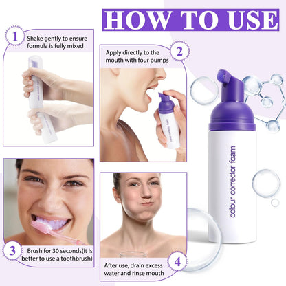 Purple Toothpaste for Teeth Whitening,Purple Teeth Whitening Kit,Tooth Stain Removal Colour Corrector