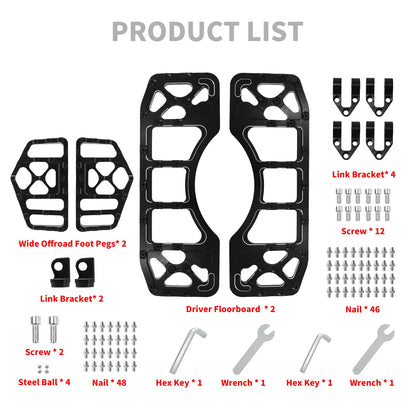 HDBUBALUS Motorcycle Footboards Driver Passenger Floorboards CNC Wide Footpegs Set Chopper Bobber Foot Pegs Board Pedal Fit for Harley Touring Softail Road Glide Dyna FLD 2 Pairs