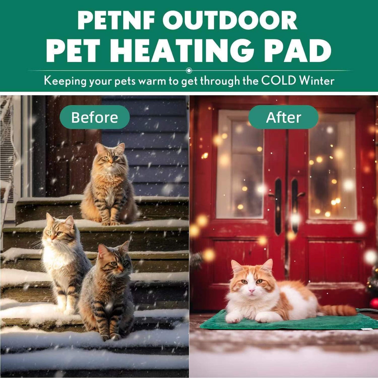 PETNF Outdoor Pet Heating Pads for Dog,Soft Electric Blanket Auto Temperature Control,Heated Mat for Dog House,Whelping Supply for Pregnant New Born Stray Feral Cat Puppy,Safe