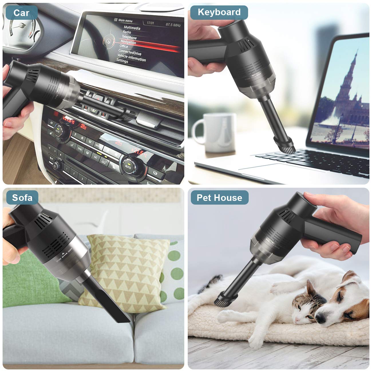 HONKYOB [Upgrade] Mini Vacuum Cordless Vacuum Keyboard Cleaner Mini Computer Vacuum Rechargeable Desk Vacuum for Cleaning Dust,Hair,Crumbs,Eraser Scrap,Laptop,Pet House，Sewing Machine