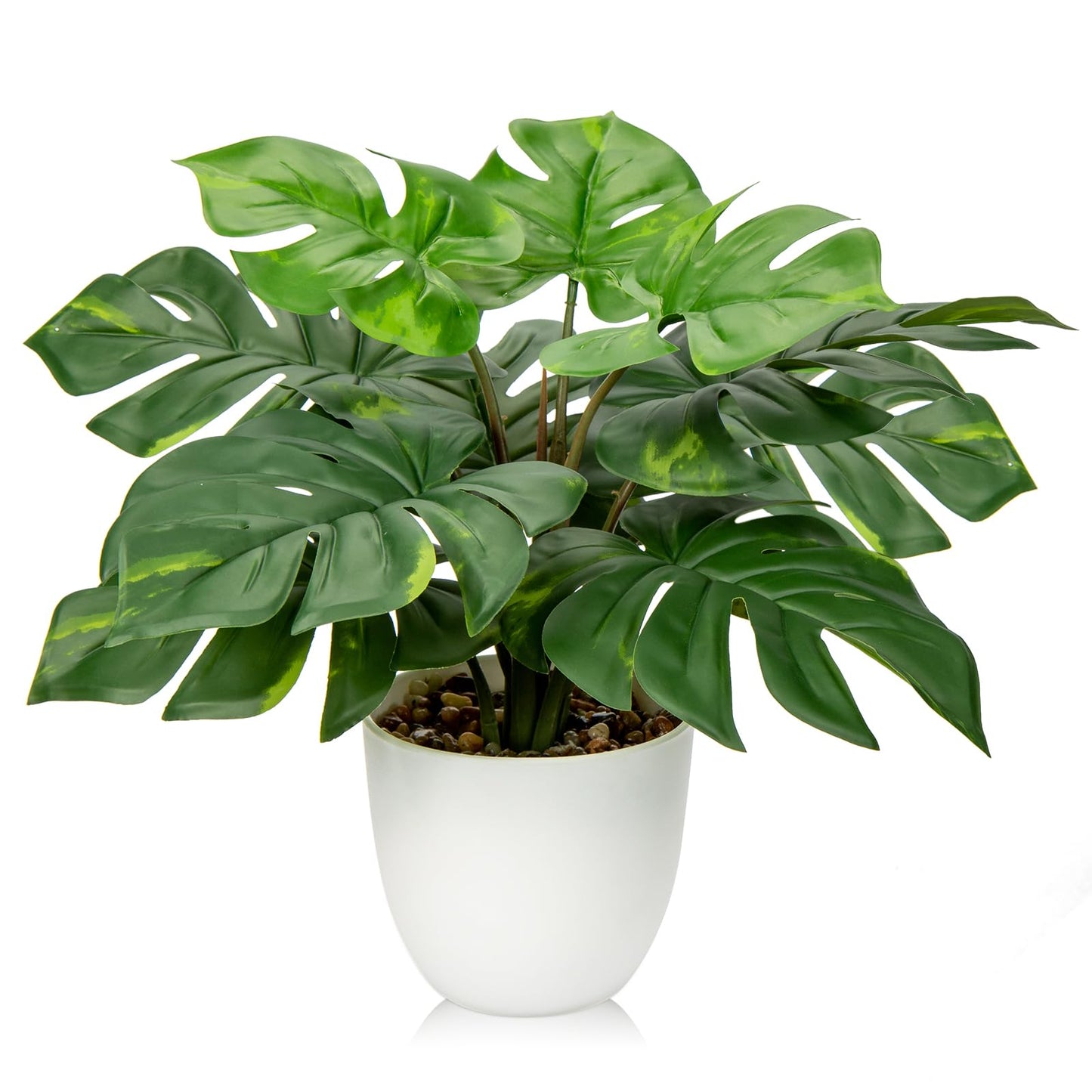 Hollyone Artificial Monstera Plant Faux Monstera Deliciosa Plant Potted Fake Tropical Plants in Pot for Indoor Outdoor Home Decoration