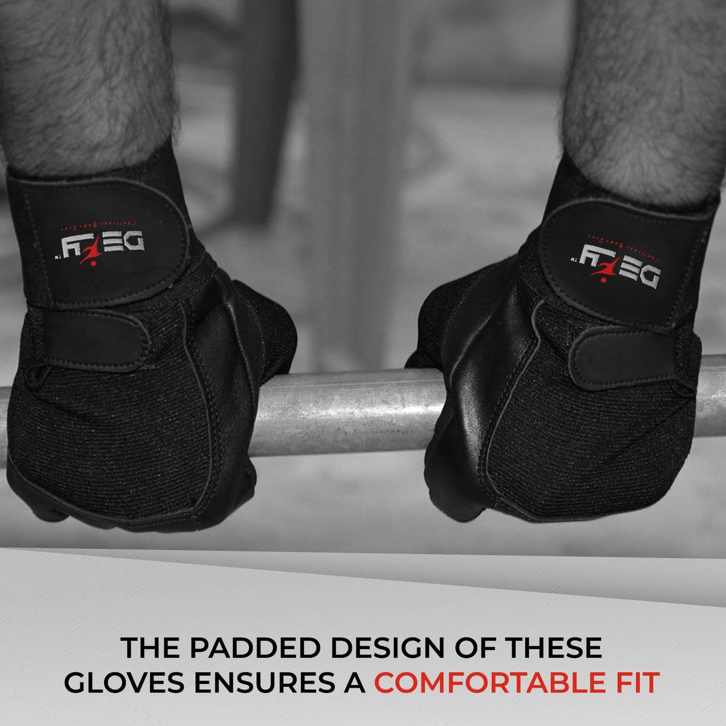 DEFY Padded Weight Lifting Gloves with 13" Long Wrist Wrap Genuine Leather Gym Gloves for Power Lifting, Cross Training, Workout Black
