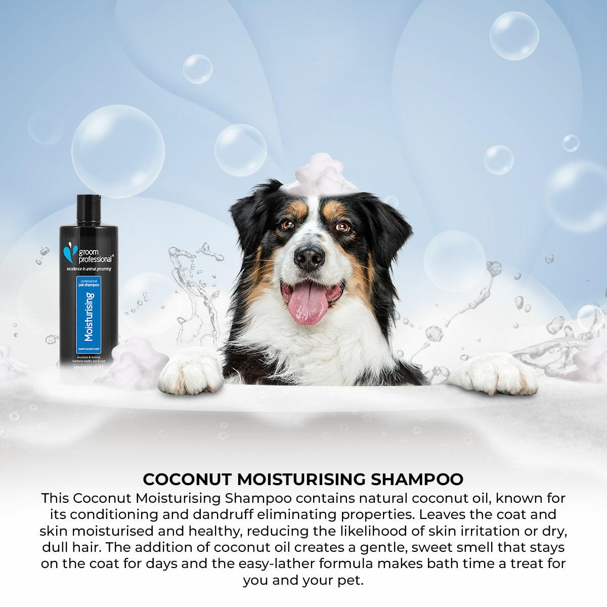 GROOM PROFESSIONAL Coconut Moisturising Dog Shampoo for Itchy Skin - Soothing for Dry Itchy Skin - Reduces Skin Irritation - Coconut Oil to Condition Coat & Remove Dandruff - Gentle for Puppies, 4L