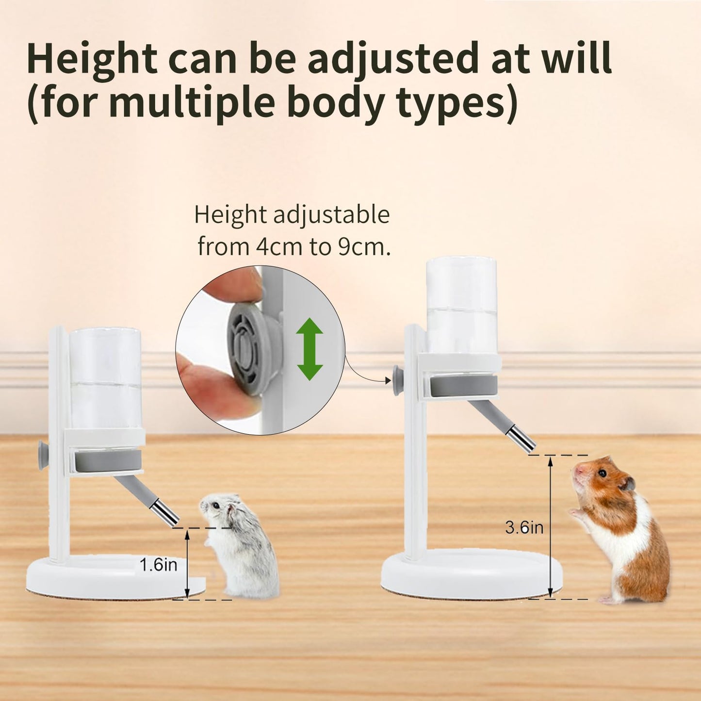 Marchul Hamster Water Bottle for Glass Tank, Guinea Pig Water Bottle with Stand/Holder Adjustable, No Drip Small Animal Water Bottles for Hamsters Leak-Proof (White, 120ml)