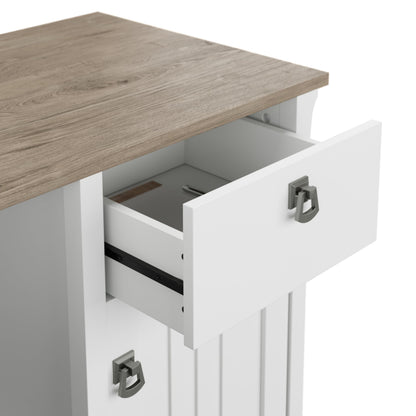 Bush Home Salinas L-Shaped Desk with Hutch | Study Table with Drawers and Cabinets in Pure White and Shiplap Gray | Home Office Computer Desk | Work Desk with Storage