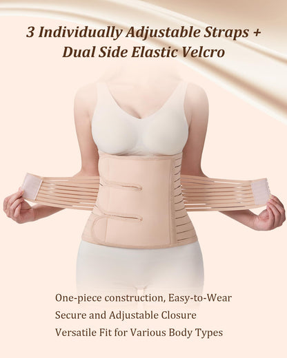 Evantha Postpartum Belly Band for Women: Adjustable Compression Wrap for Abdominal & Waist Support C-Section & Vaginal Birth Recovery Beige L