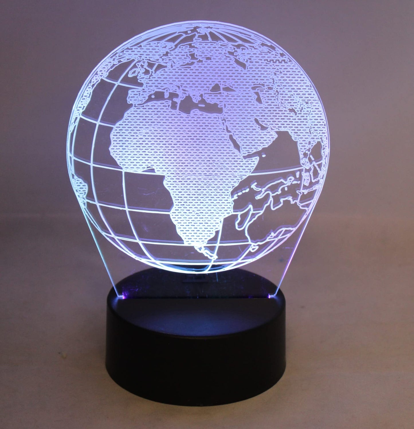 Dependable Industries 3D World Globe LED Light 7 Color Changing Table Lamp Night Light Optical Visual Illusion Acrylic