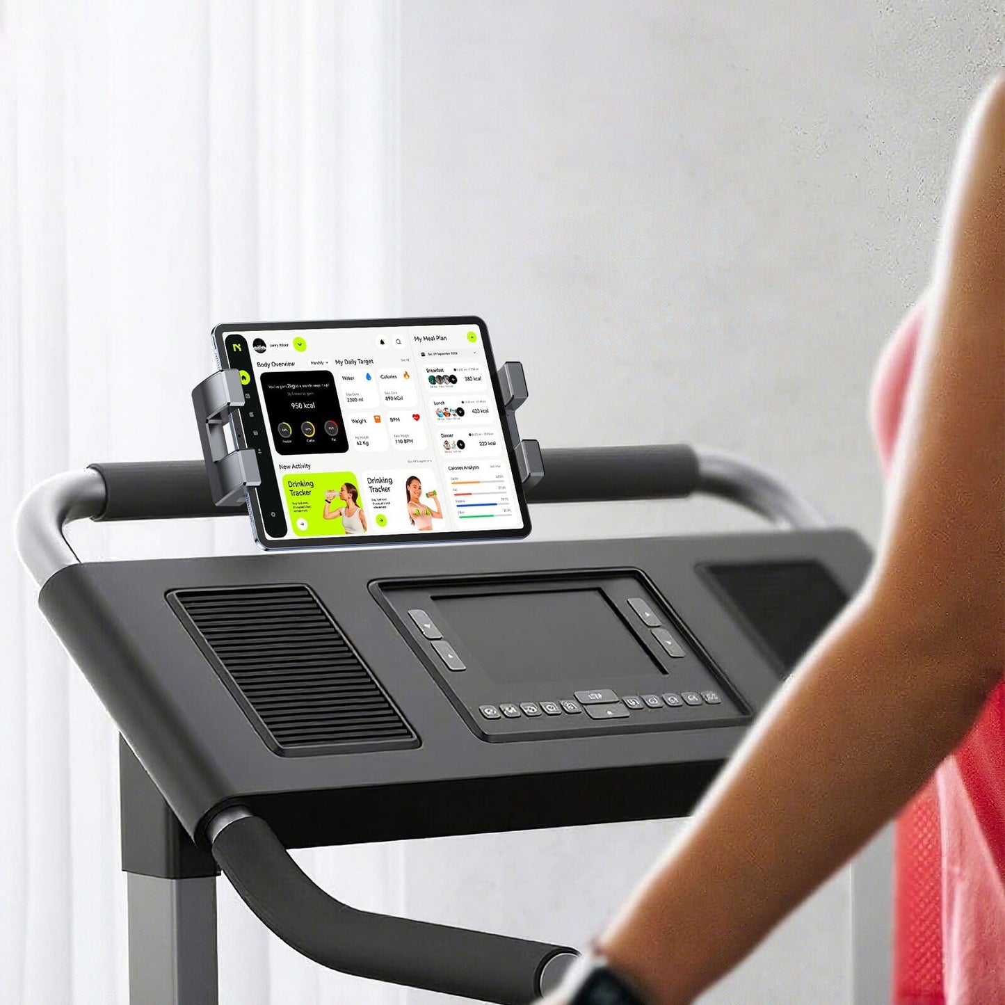 Coolpow Spin Bike Tablet Holder Mount【360° Adjustable】 Clamp Handlebar Bike ipad Holder Fit Treadmill, Stationary Bicycle,Microphone Stand Fit for iPad Pro, iPad, Galaxy Tabs, iPhone (4.7-12.9")