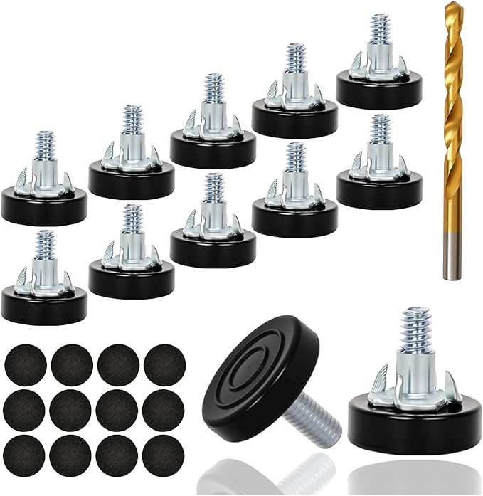 12 PCS M8 Thread Furniture Feet Levelers, Furniture Leveling Feet, Furniture