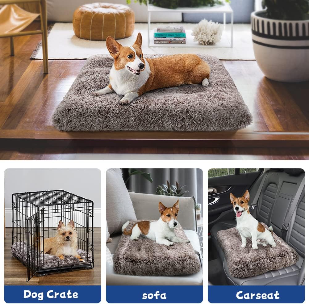 ULIGOTA Dog Bed Crate Pad Plush Soft Dog Crate Bed for Small Medium Large Dogs and Cats Washable Anti-Slip Kennel Crate Mats for Sleeping and Anti AnxietyS