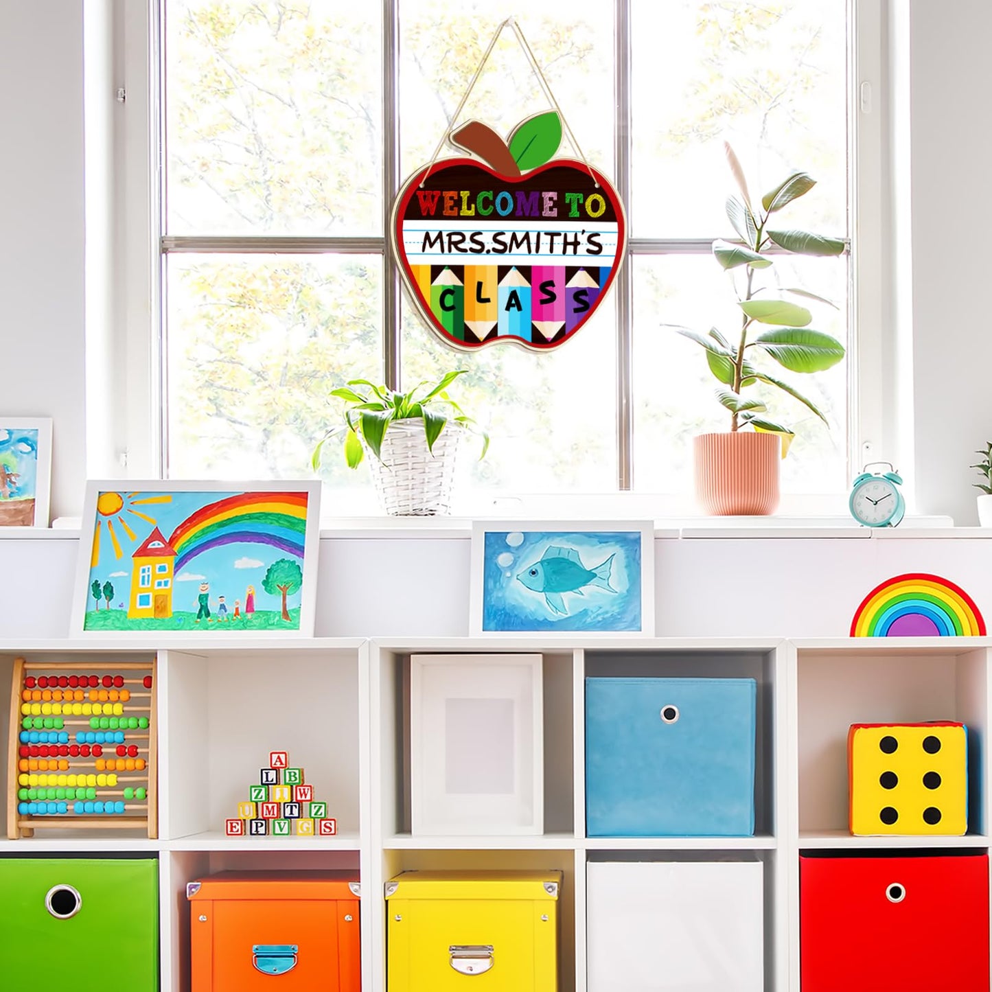 Large Welcome Sign for Classroom Decoration Crafts Hanging to Paint DIY Blank Unfinished Back to School Door Wreath for Front Door Wall Signs Welcome to Our Class Signs for Teacher Supplies