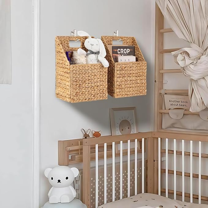 Wicker Hanging Storage Basket, Water Hyacinth Baskets, Wall Decor Hyacinth